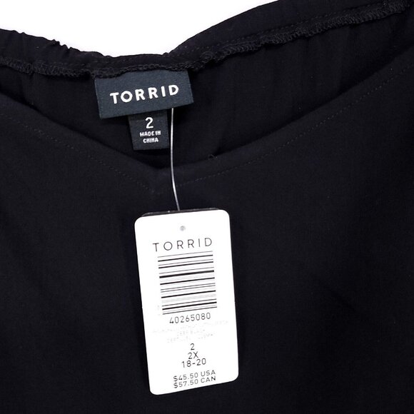 Torrid Chiffon Blouse Plus Size 2X Flutter Sleeve Sweetheart Neck Elastic Waist - Picture 8 of 10